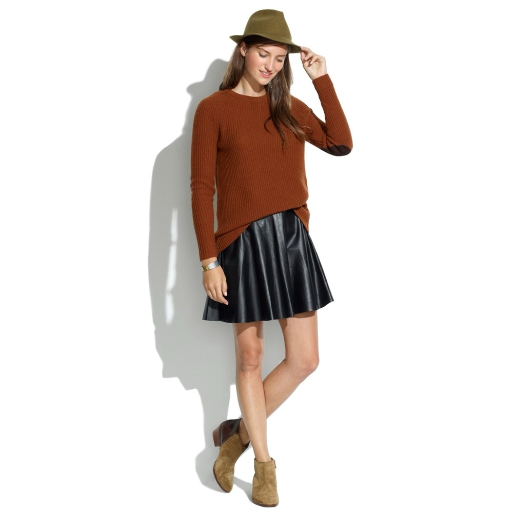 Madewell leather skater skirt.